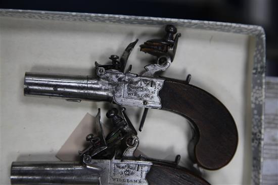 A pair of George III flintlock pocket pistols by Williams, c.1800,